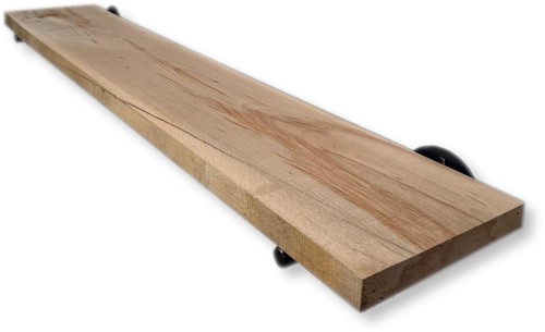 Eiken wandplank 110cm | 19,5cm breed | inclusief ronde plankdragers | gerecycled Eiken 